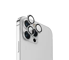 UNIQ Optix Aluminium-Kameraobjektiv-Schutzglas für Apple iPhone 15 Pro Max Sterling (Silber)