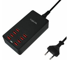 LogiLink PA0140 schwarz / Ladeadapter / 8x USB-A / 44W