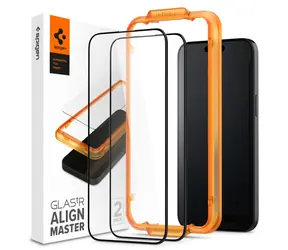 Spigen Glass tR AlignMaster 2 Pack Schutzglas für Apple iPhone 15 PLUS FC schwarz / 2 Stk