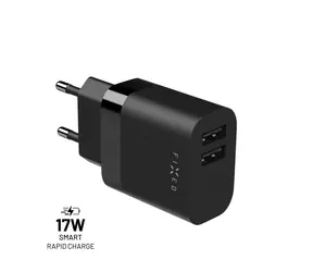 FIXED SMART Rapid Charge Netzladegerät mit 2x USB-Ausgang (FIXC17N-2U-BK) schwarz / 17W 