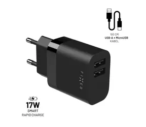 FIXED SMART Rapid Charge Netzladegerät mit 2x USB-Ausgang (FIXC17N-2UM-BK) schwarz / 17W 