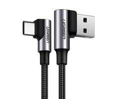 Ugreen US176 Kabel USB-A (M) - USB-C (M) 1m schwarz / abgewinkelt 