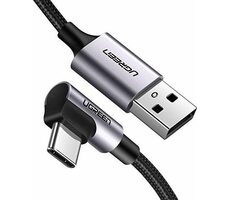 Ugreen Kabel USB-A (M) - USB-C (M) 1m schwarz / abgewinkeltes USB-C 