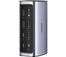 Ugreen CM555 Dockingstation grau / 3x USB-C / 3x USB-A / 2x HDMI / 1x DP / 1x RJ45 / 1x AUX / SD- und TF-Kartenleser