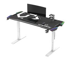Ultradesk Force weiß / Gaming-Schreibtisch / 166 x 70 x 60 - 86 cm / höhenverstellbar / LED-Beleuchtung