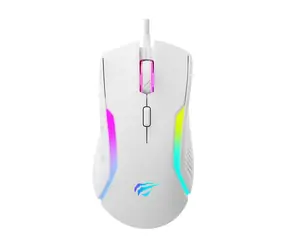 Havit MS1033 weiß / Optische Gaming-Maus / 800-8000 DPI / RGB / USB-A / 9 Tasten / 1,6 m