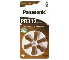 Panasonic PR312 (PR41) 6 Stück / Batterie für Hörgeräte / 1,4 V / 160 mAh / ZnAir