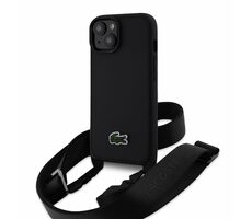 Lacoste Iconic Petit Pique Crossbody Woven Logo Back Cover für Apple iPhone 15 Schwarz