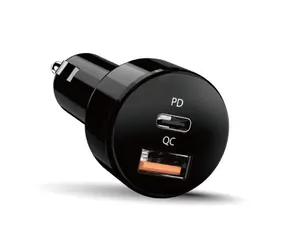Genius PD-36AC-Car schwarz / Schnelles Autoladegerät / 36W / USB-C PD3.0 / USB-A QC3.0
