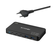 BlitzWolf Netzwerk-Ladestation 5 in 1 schwarz / 120W / 2xUSB-A / 3xUSB-C 
