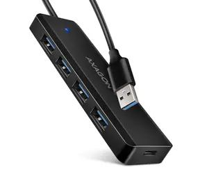 Axagon HUE-C1A, 4X USB 5Gbit/s REISE-Hub, USB-C-Stromanschluss, USB-A-Kabel 19 cm