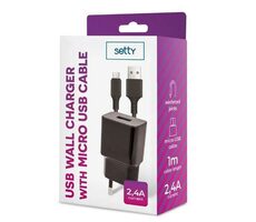 Setty Netzladegerät 2,4A schwarz / mit Micro-USB-Kabel 1m