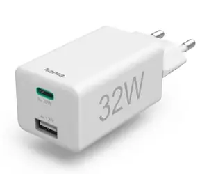 HAMA 201691 Ladegerät USB-C & USB-A weiß / 32W / PD / QC