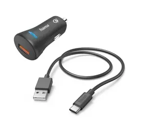 HAMA 201615 Set Ladegerät USB-A 19,5W + Kabel USB-C 1,5m schwarz