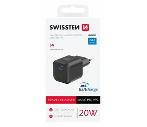 Swissten Netzwerkadapter GaN USB-C 20W schwarz / PD