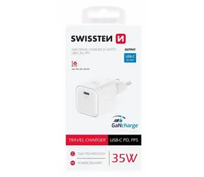 Swissten Netzwerkadapter GaN USB-C 35W weiß / PD