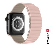 Swissten Silikon-Magnetarmband für Apple Watch 42/44/45/49 mm Pink-Cappuccino