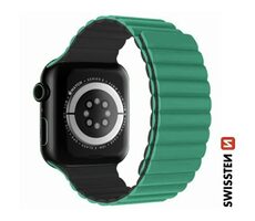 Swissten Silikon-Magnetarmband für Apple Watch 42/44/45/49 mm Grün-Grau