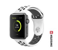Swissten Silikon-Sportarmband für Apple Watch 38/40/41 mm Platin-Schwarz