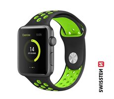 Swissten Silikon-Sportarmband für Apple Watch 42/44/45/49 mm Schwarz-Grün