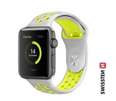 Swissten Silikon-Sportarmband für Apple Watch 42/44/45/49 mm Silber-Gelb