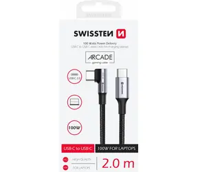 Swissten Datenkabel für Laptops USB-C - USBC 2m schwarz / 100W