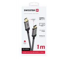 Swissten HDMI 2.0 Kabel 1m schwarz / 4K / 18 Gbit/s / vergoldete Anschlüsse