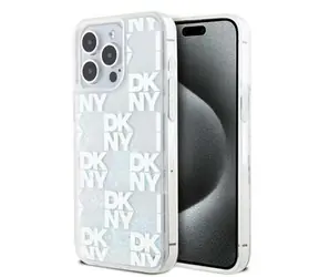 DKNY Liquid Glitter Checkered Pattern Backcover für Apple iPhone 15 Pro Max klar