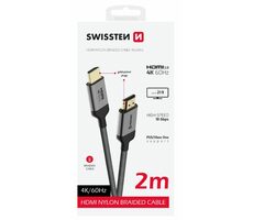 Swissten HDMI 2.0 Kabel 2m schwarz / 4K / 18 Gbs / vergoldete Anschlüsse
