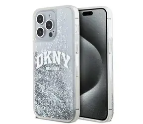 DKNY Liquid Glitter Arch Logo Rückseite für Apple iPhone 15 Pro Max, transparent