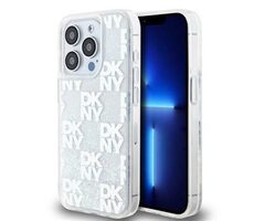 DKNY Liquid Glitter Checkered Pattern Backcover für Apple iPhone 15 Pro Clear