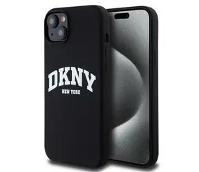 DKNY Liquid Silicone Arch Logo MagSafe Backcover für Apple iPhone 15 PLUS Schwarz