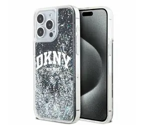 DKNY Liquid Glitter Arch Logo Rückseite für Apple iPhone 14 Pro Schwarz