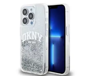 DKNY Liquid Glitter Arch Logo Rückseite für Apple iPhone 14 Pro, transparent
