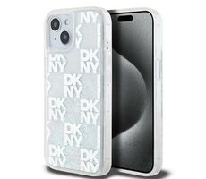 DKNY Liquid Glitter Checkered Pattern Backcover für Apple iPhone 15 klar