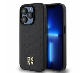 DKNY PU Leder Repeat Pattern Stack Logo Magsafe Back Cover für Apple iPhone 12/12 Pro Schwarz