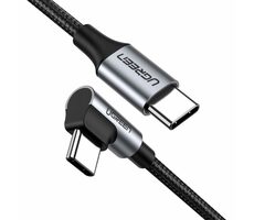 Ugreen US255 Ladekabel USB-C (M) - USB-C (M) 1 m schwarz / QC4.0 / abgewinkelt