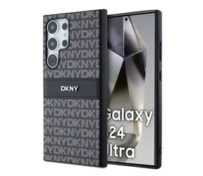 DKNY PC/TPU Repeat Pattern Tonal Stripe Backcover für Samsung S24 Ultra Schwarz