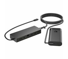HP Universal USB-C Hub + Laptop-Ladegerät schwarz / USB-Hub mit Ladegerät / 2x USB-A / 2x USB-C / RJ45 / HDMI / DP