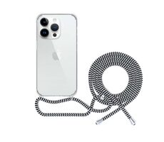 Epico Transparente Hülle mit Kordel für iPhone 14 Pro Max schwarz-weiß