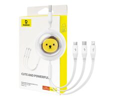 Baseus Cute & Leistungsstarkes Lade-USB-A-Kabel 3in1 1,1 m weiß / 1x USB-C (M) / 1x microUSB (M) / 1x Lightning (M) 