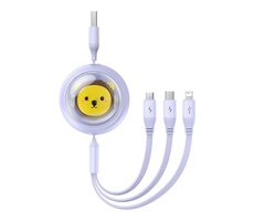 Baseus Cute & Leistungsstarkes Lade-USB-A-Kabel 3in1 1,1 m lila / 1x USB-C (M) / 1x microUSB (M) / 1x Lightning (M) 