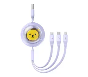 Baseus Cute & Leistungsstarkes Lade-USB-A-Kabel 3in1 1,1 m lila / 1x USB-C (M) / 1x microUSB (M) / 1x Lightning (M) 