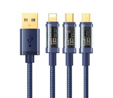 Joyroom S-1T3015A5 Ladekabel 3in1 USB-A (M) - USB-C + MicroUSB + Lightning (M) 3,5A 1,2m blau 