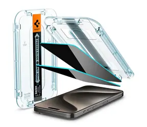 Spigen Glass tR EZ Fit HD Privacy 1 Pack Schutzglas für Apple iPhone 15 Pro Max