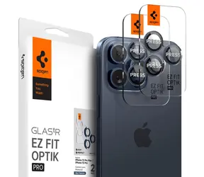 Spigen Glass tR EZ Fit Optik Pro Kameraschutzglas für Apple iPhone 15 Pro & 15 Pro Max 2 Stück blau