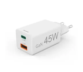 HAMA GaN USB-Ladegerät 45W weiß / USB-C / USB / PD / QC / 45W