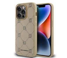 Karl Lagerfeld PU Karl Heads Pattern Magsafe Back Cover für Apple iPhone 14 Pro Max Beige