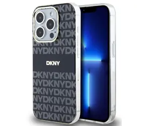 DKNY PC/TPU Repeat Pattern Tonal Stripe Magsafe Back Cover für Apple iPhone 15 Pro Schwarz