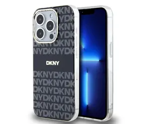 DKNY PC/TPU Repeat Pattern Tonal Stripe Magsafe Back Cover für Apple iPhone 14 Pro Max Schwarz